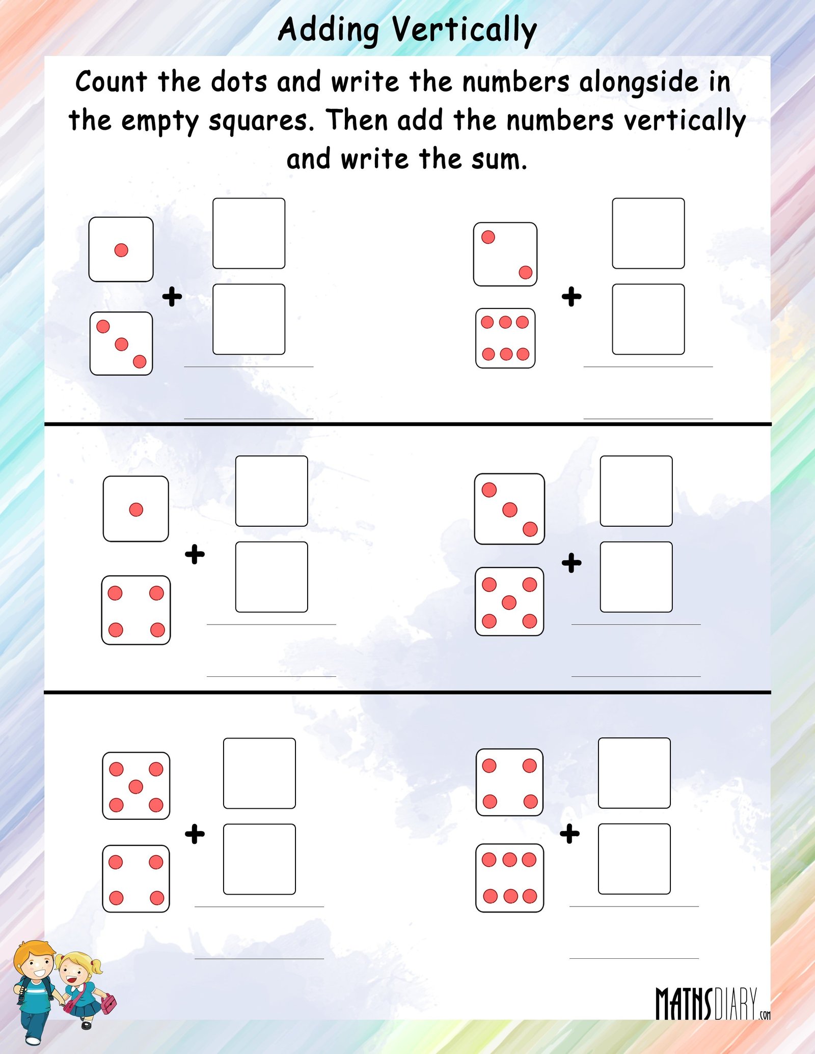 Adding Vertically Vertical Addition Math Worksheets MathsDiary