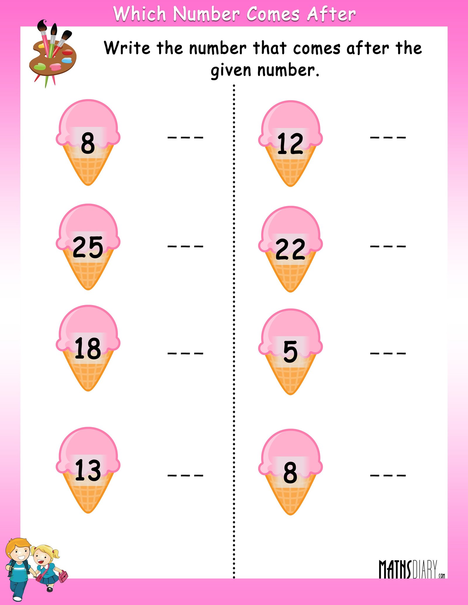 Numbers That Comes After Math Worksheets MathsDiary