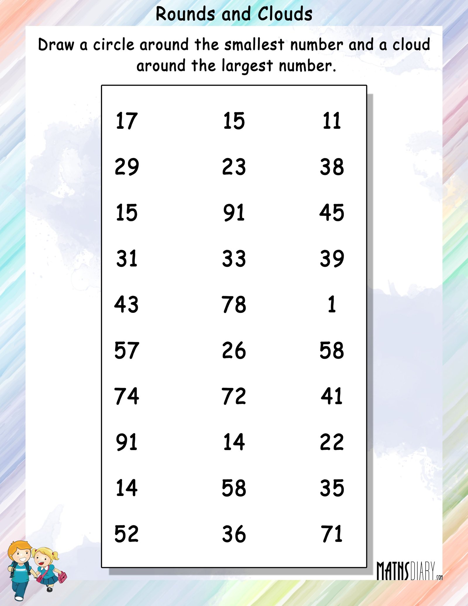 Identify The Biggest And Smallest Number Math Worksheets MathsDiary