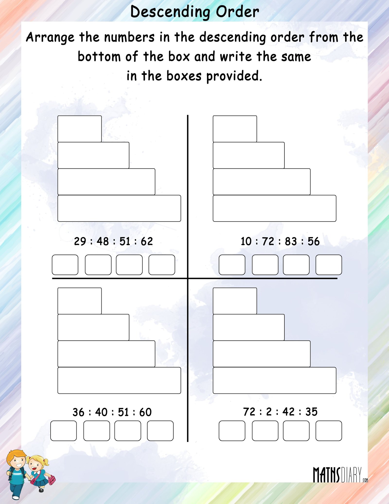 Increasing Decreasing Order Grade 1 Math Worksheets