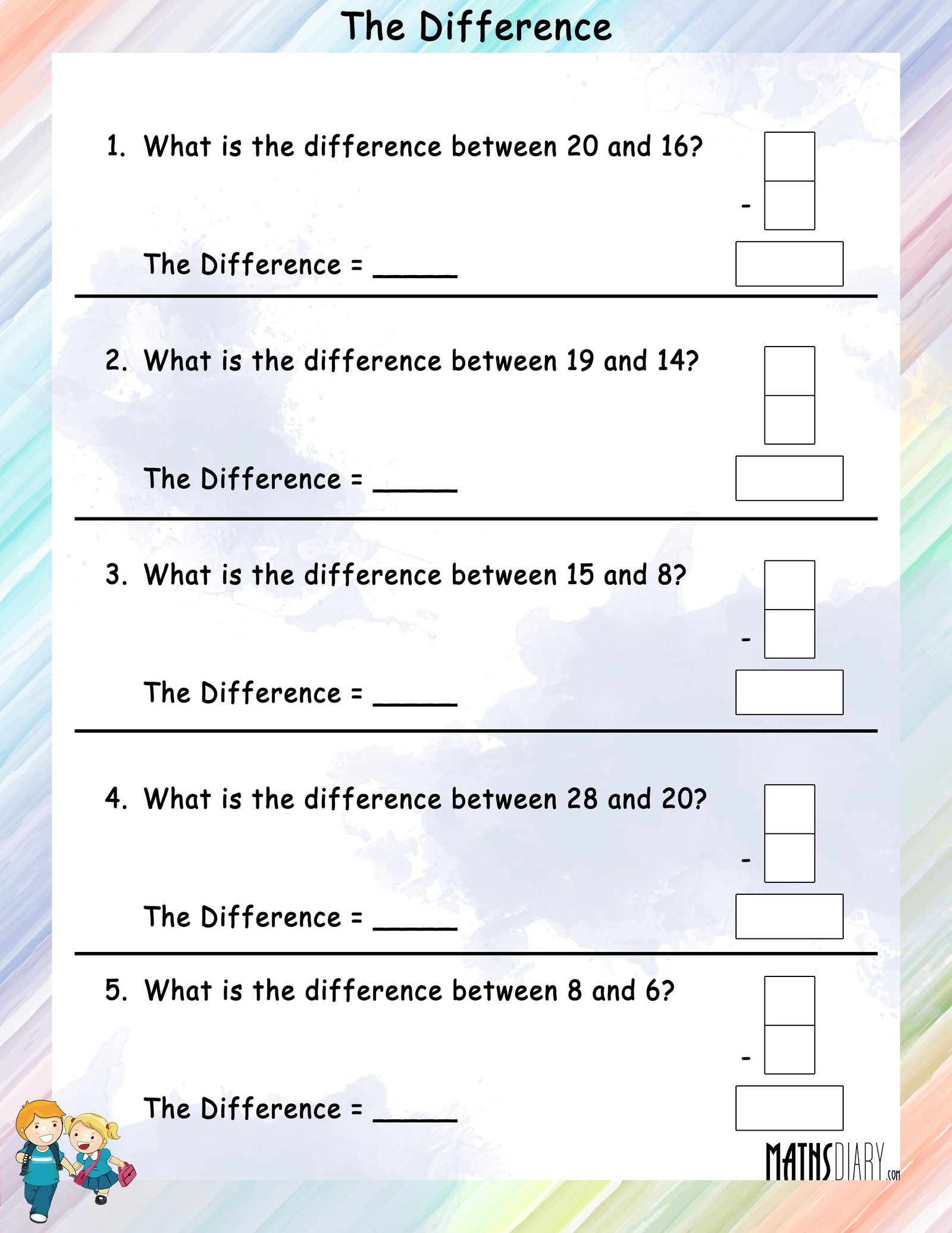 Find The Difference Math Worksheets MathsDiary