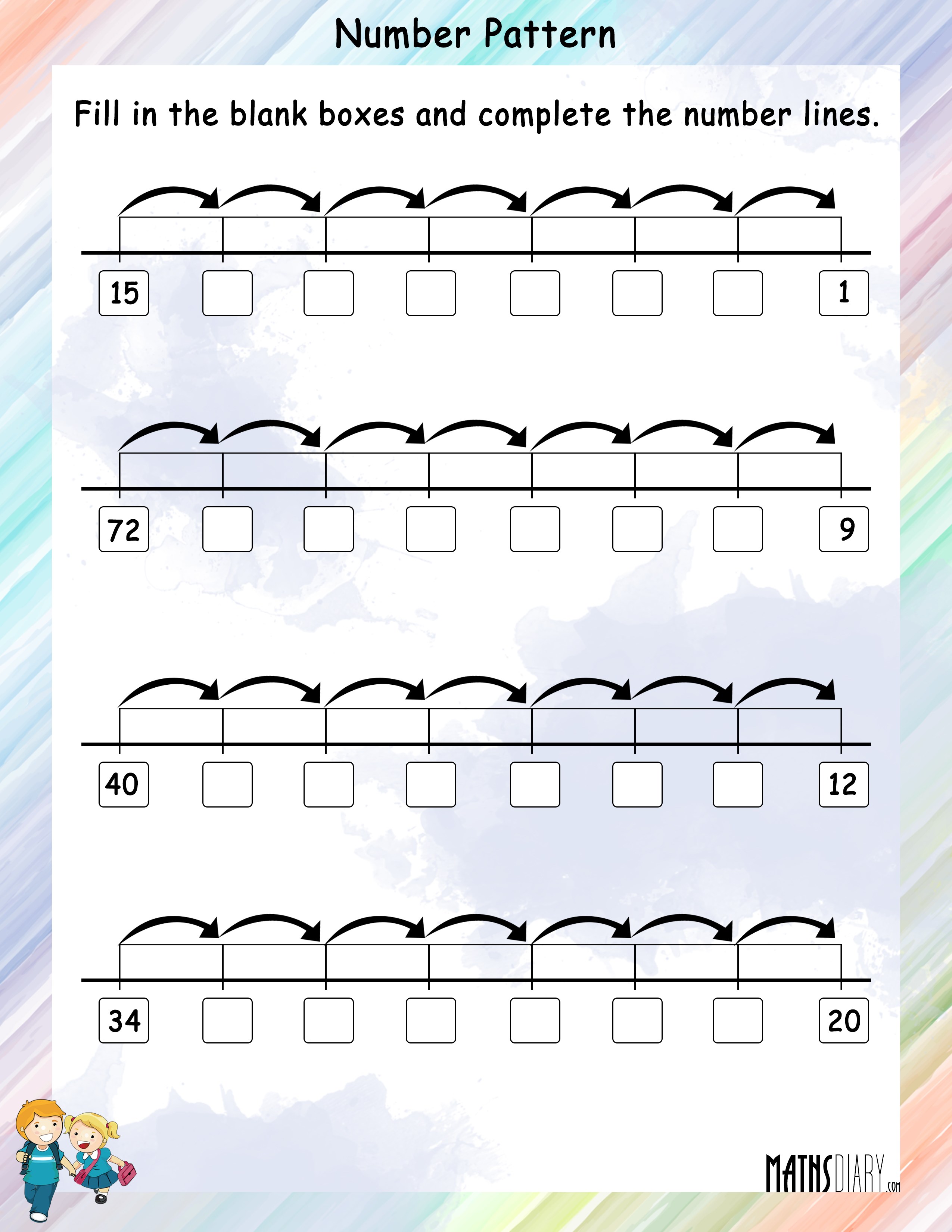 Number Pattern On A Number Line Math Worksheets Mathsdiarycom Patterns 5th Grade Worksheets
