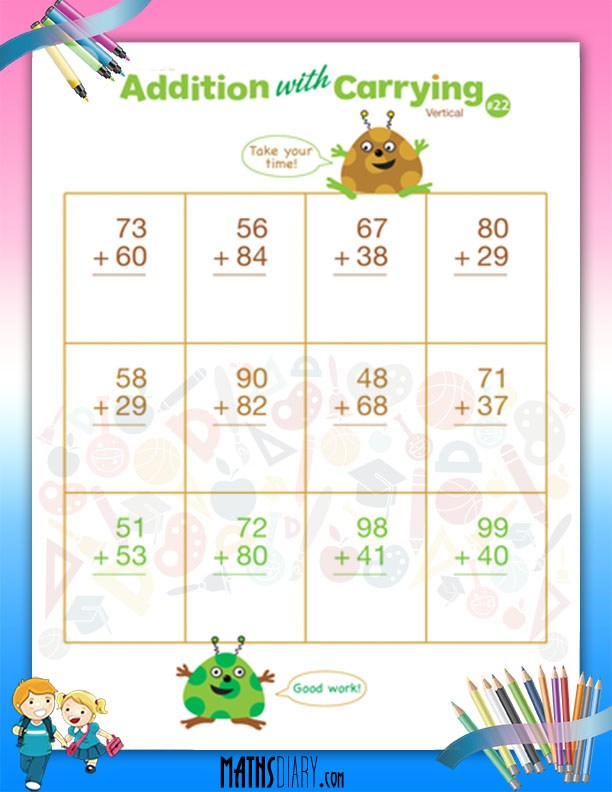 Addition With Carrying Worksheets Math Worksheets MathsDiary