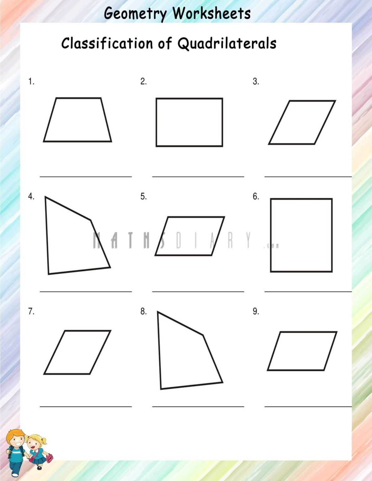 Types Of Quadrilaterals Worksheets Math Worksheets Mathsdiary