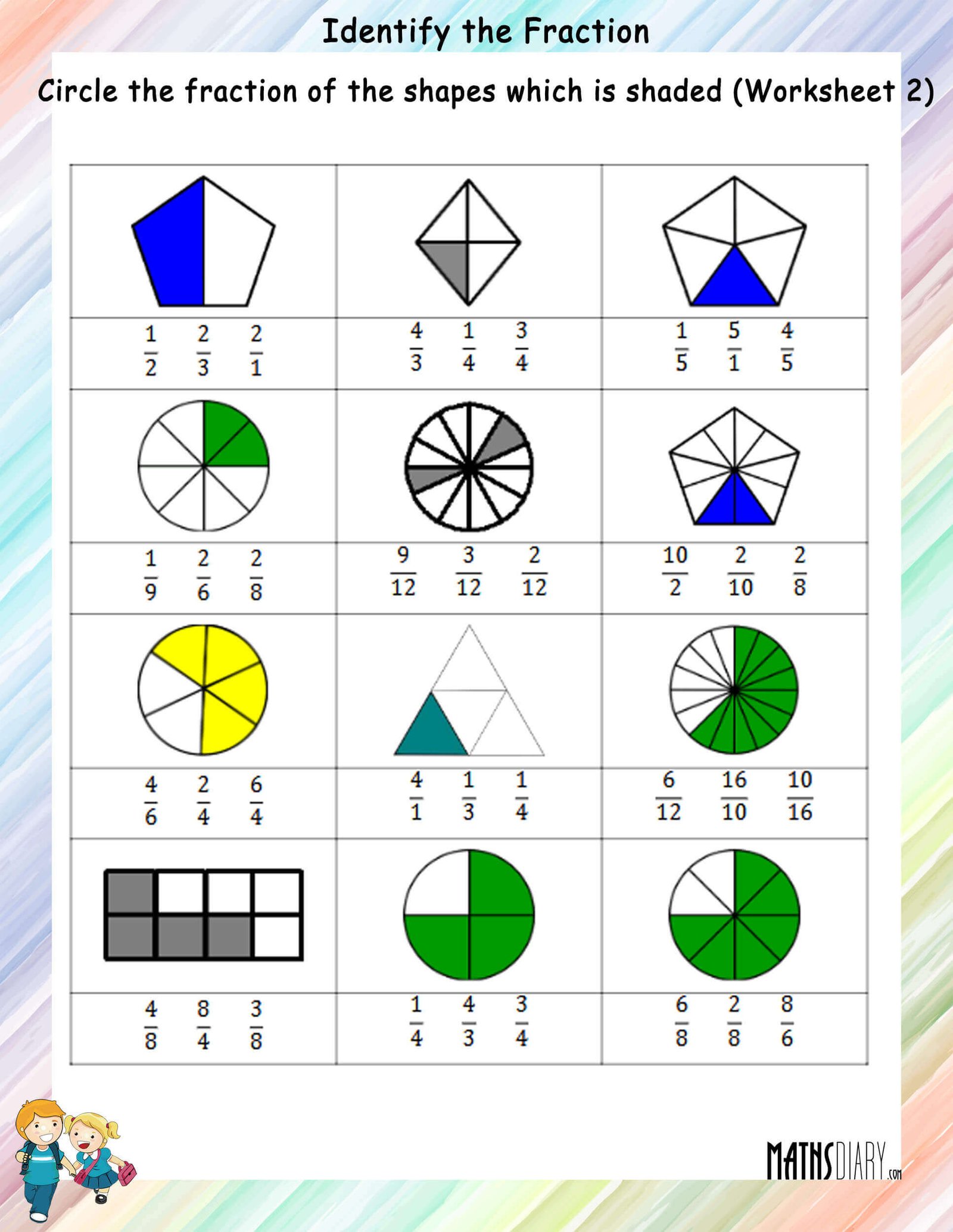 Circle The Correct Fraction Worksheets Math Worksheets MathsDiary