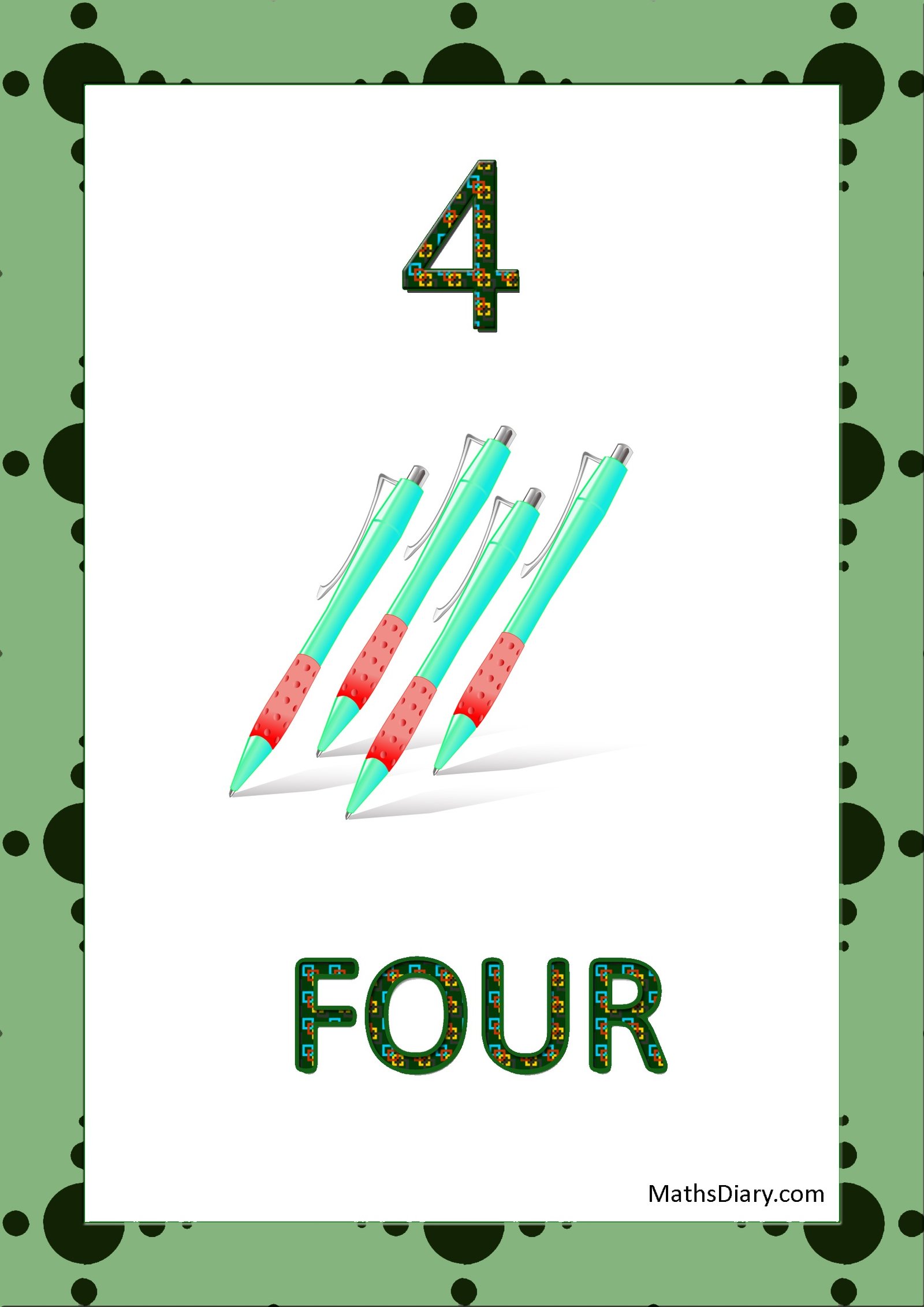 Learning Counting And Recognition Of Number 4 Worksheets Level 1 