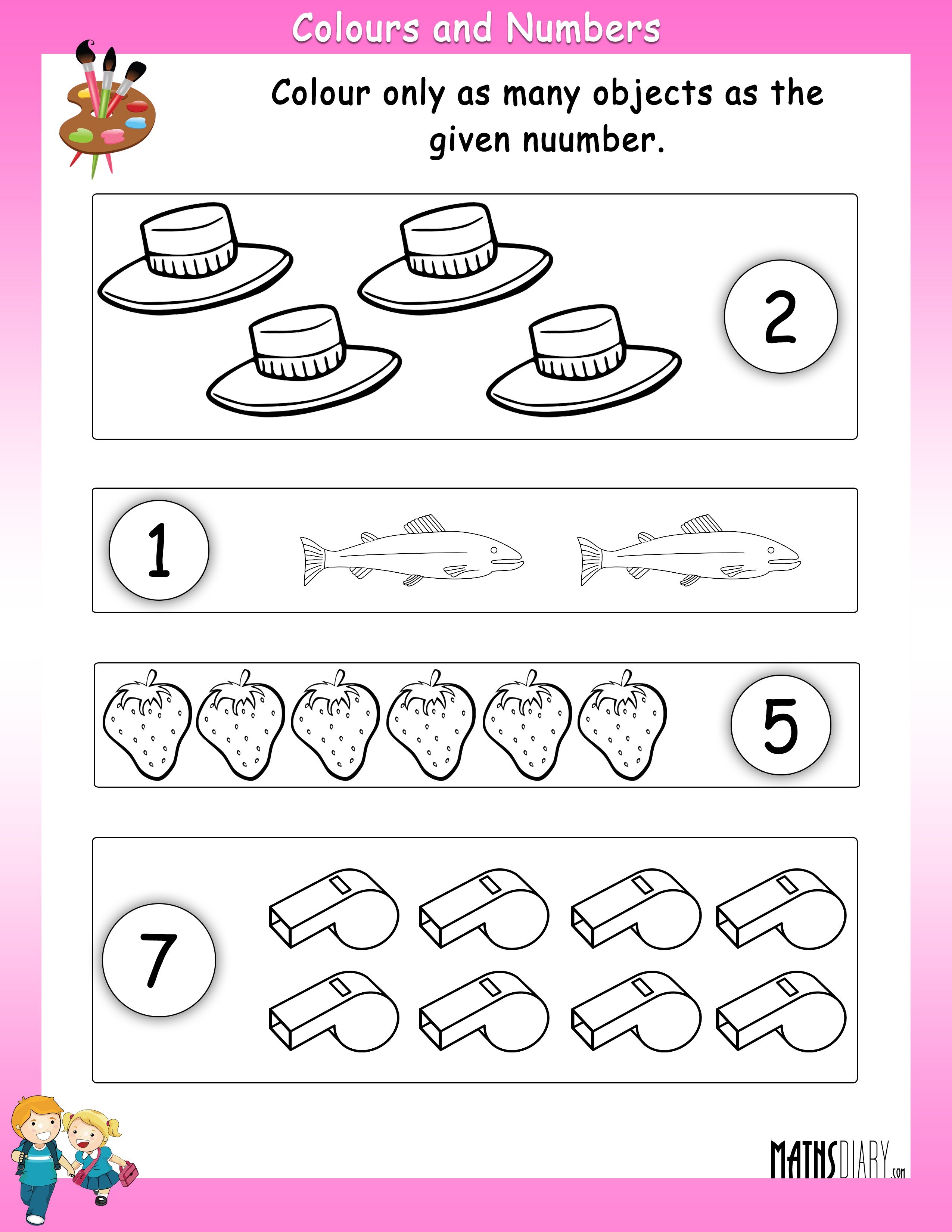 Colours And Numbers Math Worksheets MathsDiary