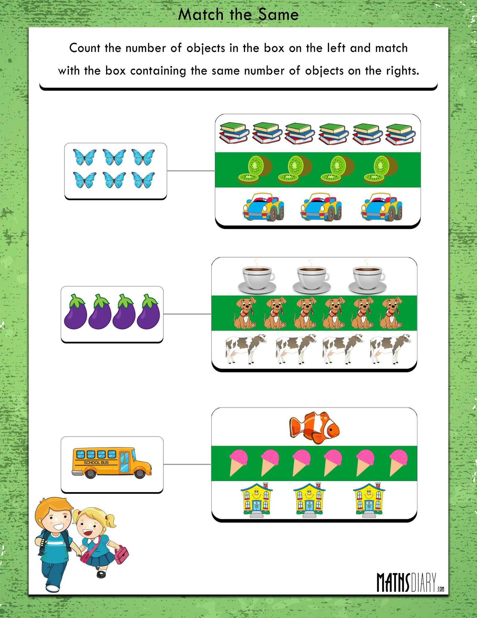 Match The Same Math Worksheets MathsDiary