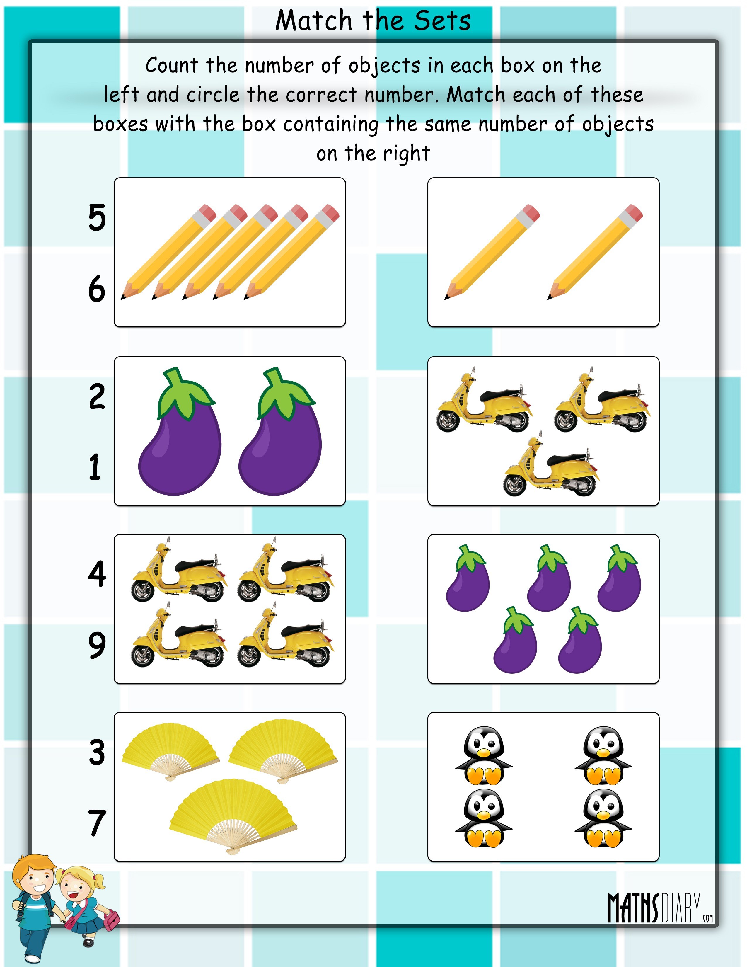 Number And Object Matching Worksheets