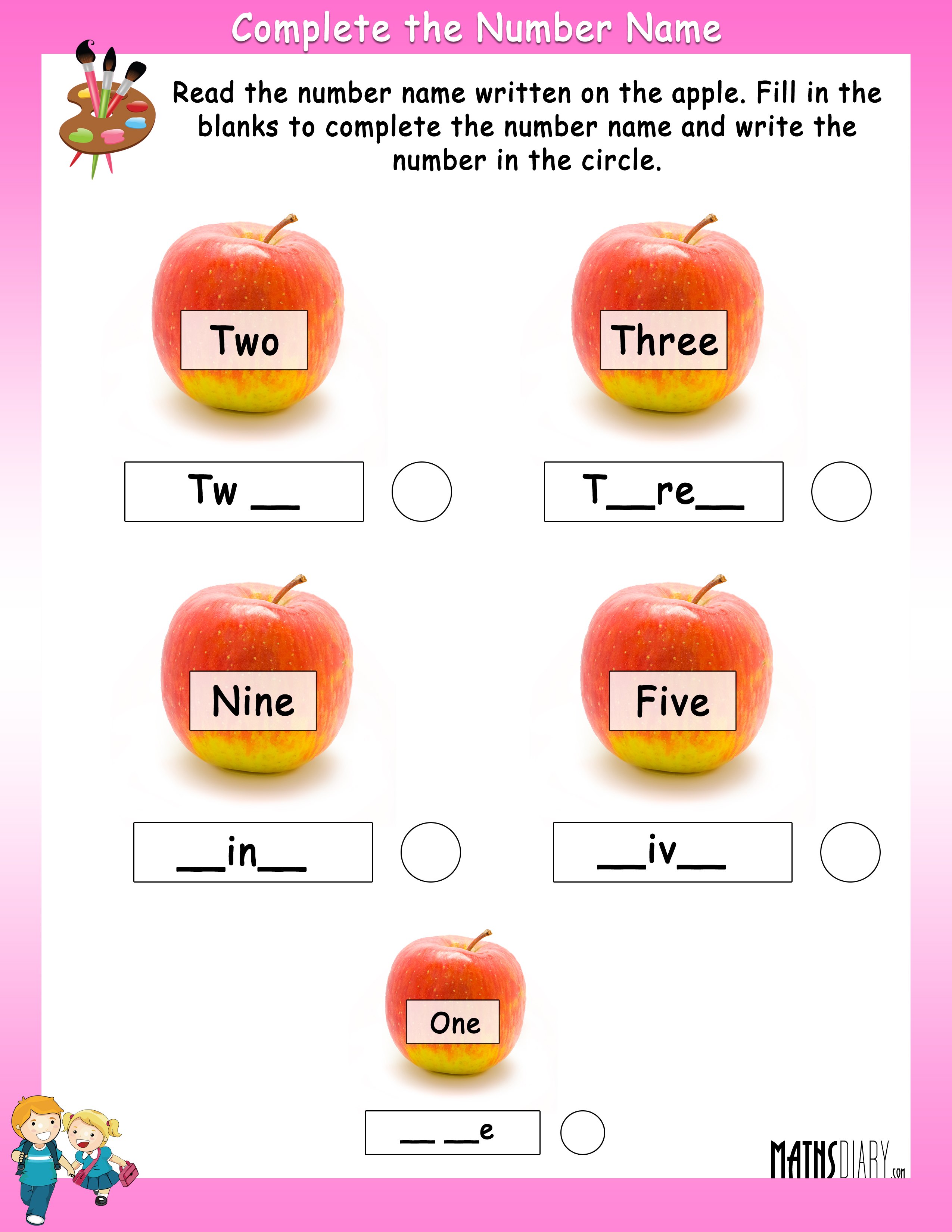 Complete The Number Names Math Worksheets MathsDiary