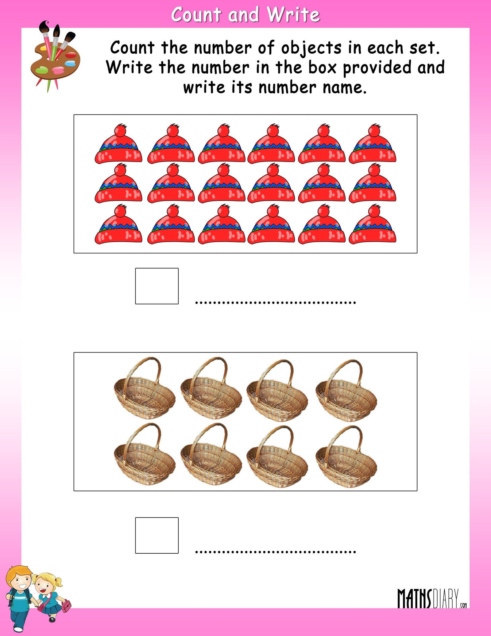 Count The Objects And Write The Number And Number Name Math 