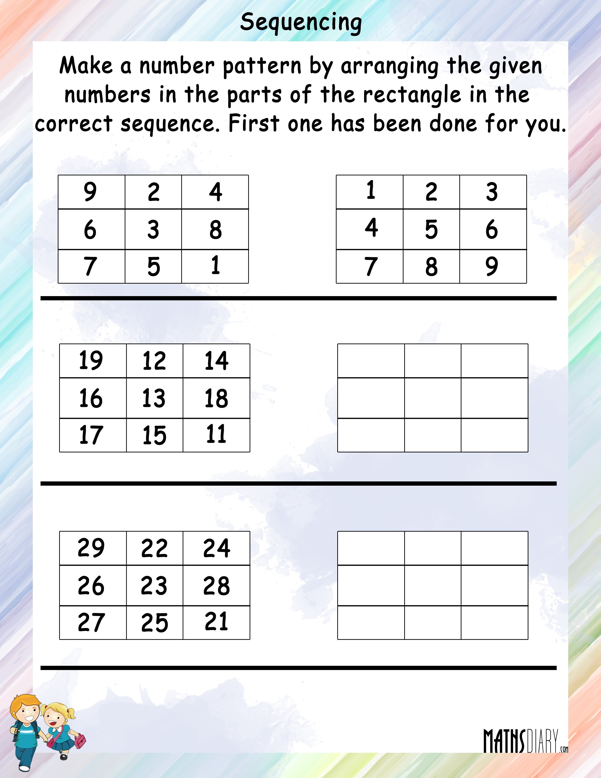 Arrange The Numbers In Sequence In The Rectangle Math Worksheets MathsDiary