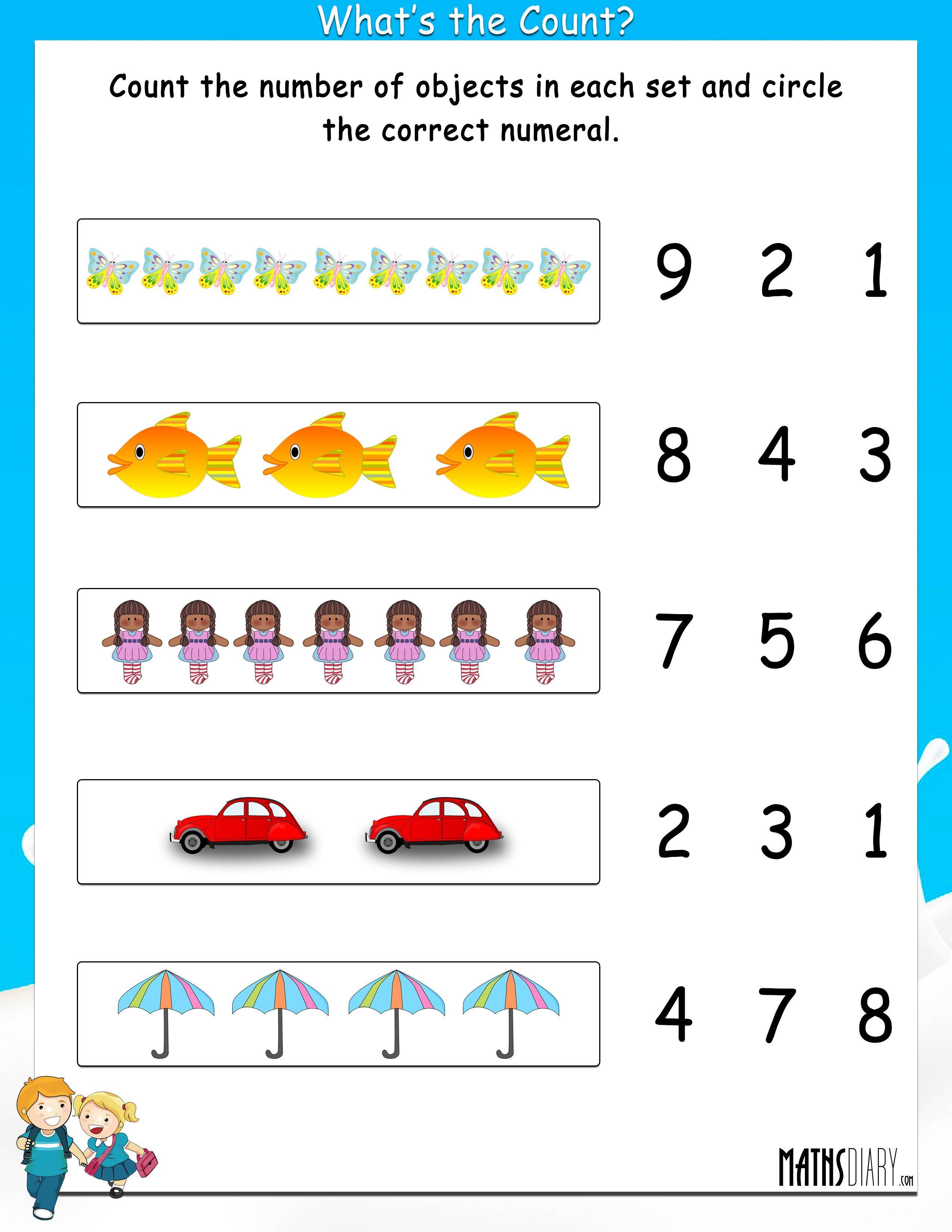 Counting Numbers Worksheets For Grade 1