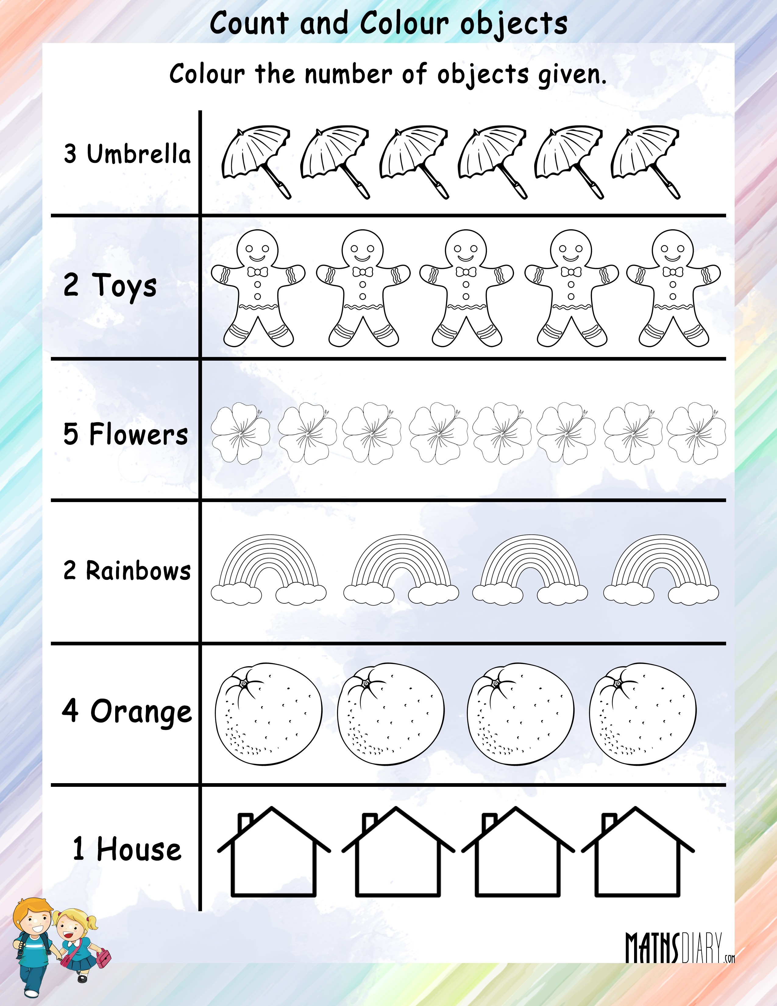 Color The Given Number Of Objects Math Worksheets MathsDiary
