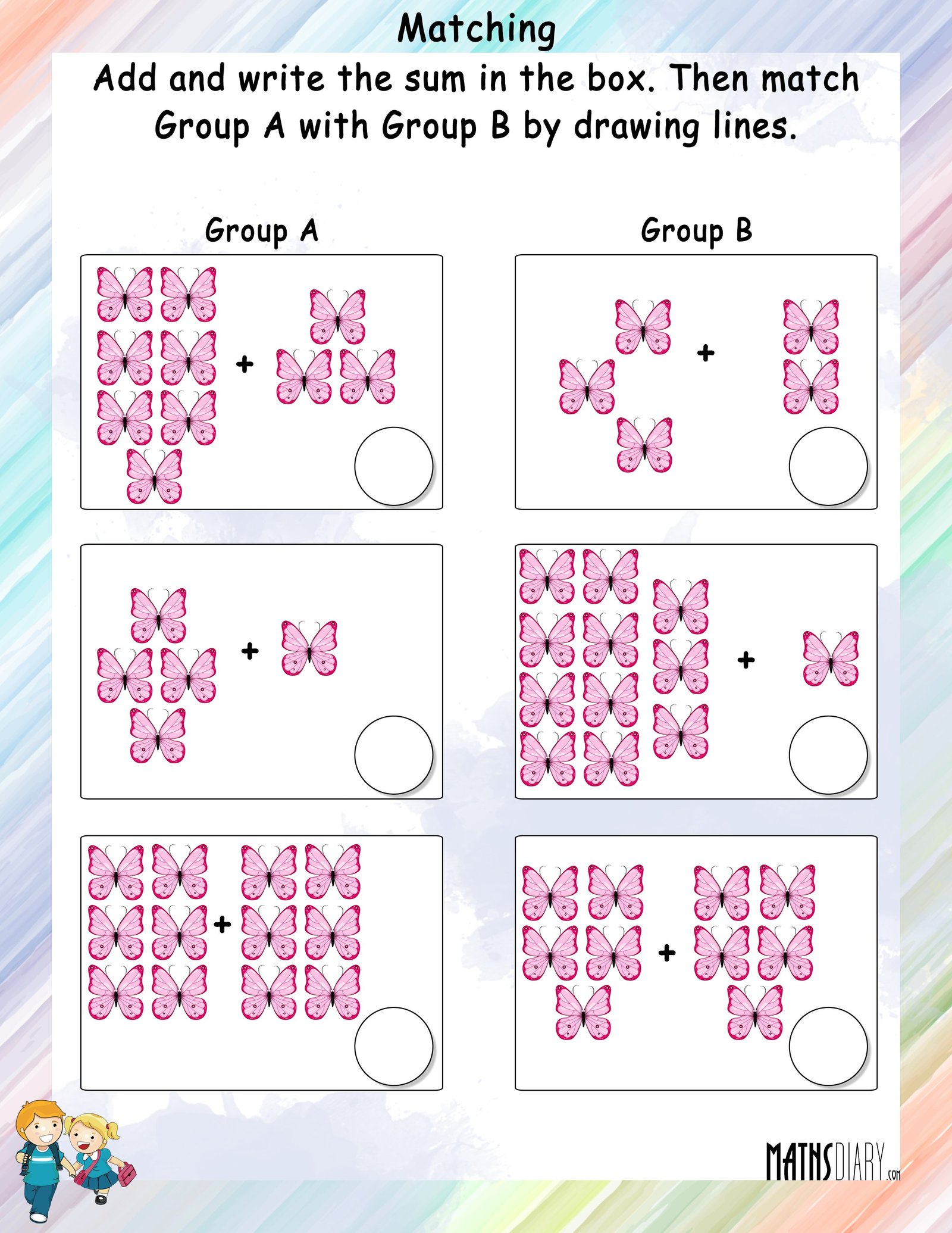 Adding And Matching The Sets Math Worksheets MathsDiary