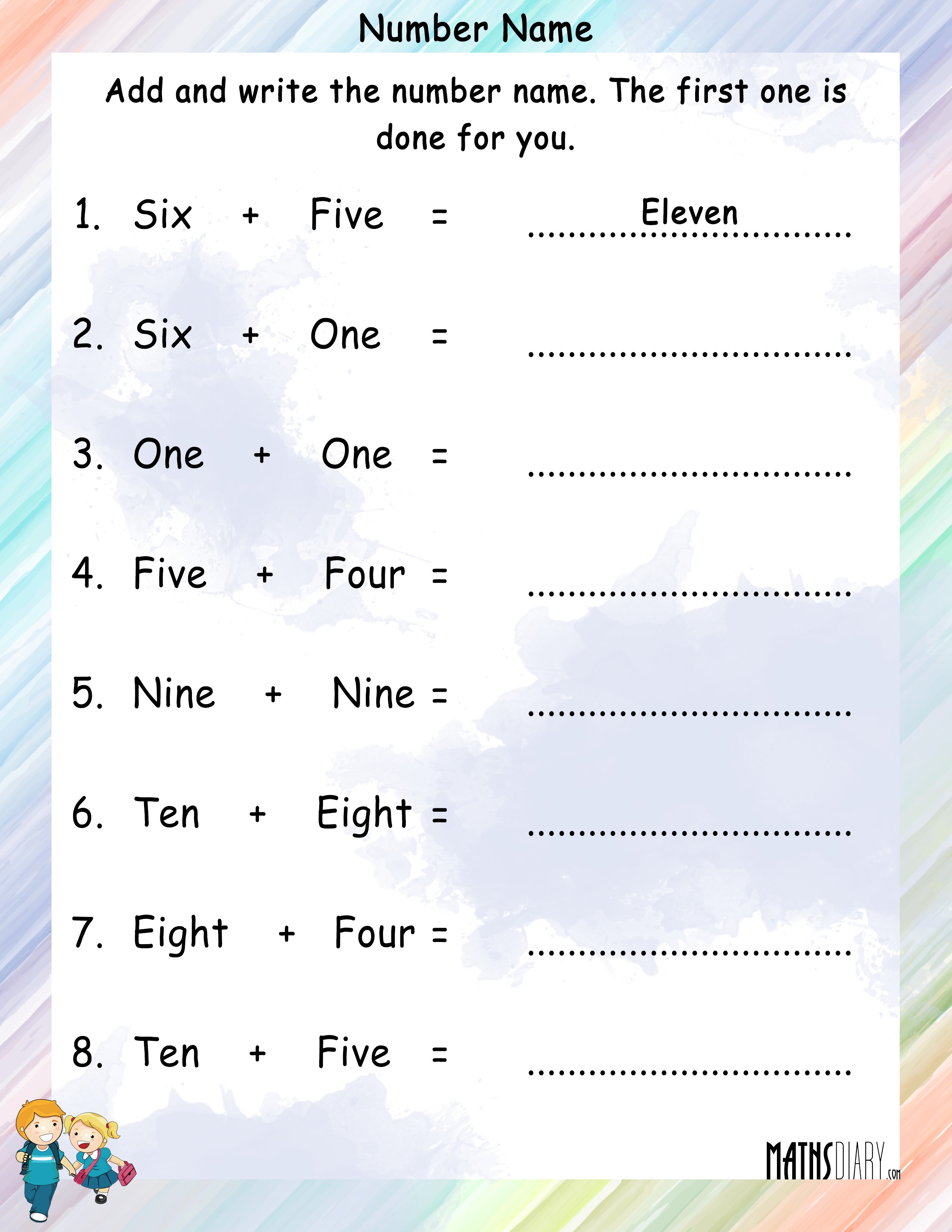 Naming Numbers Grade 1 Math Worksheets
