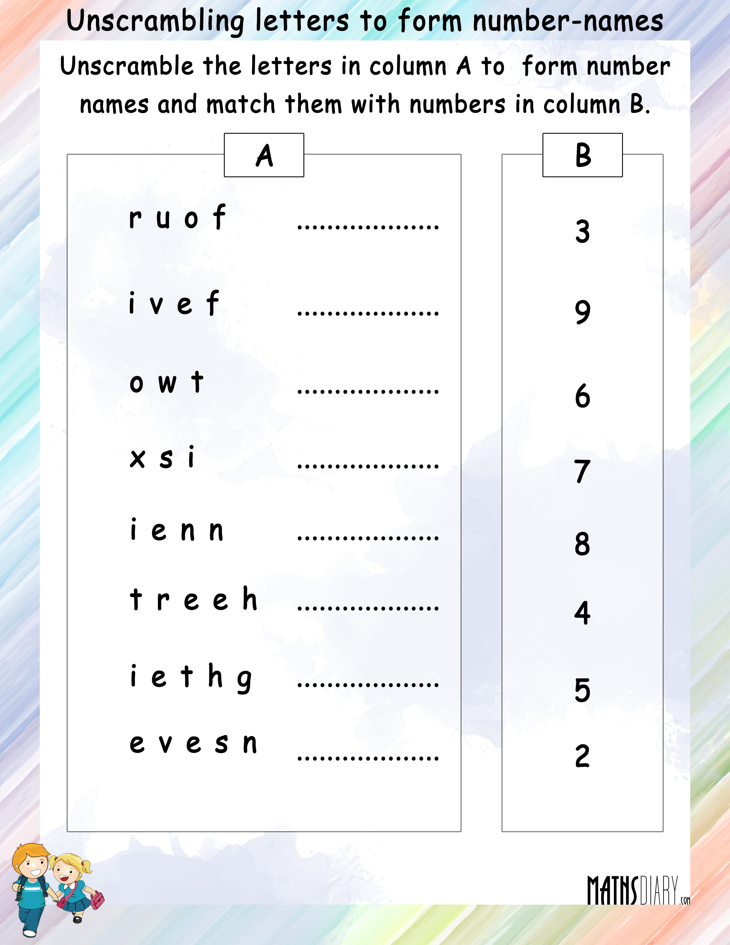 Unscramble Letters To Form Number Names Math Worksheets MathsDiary