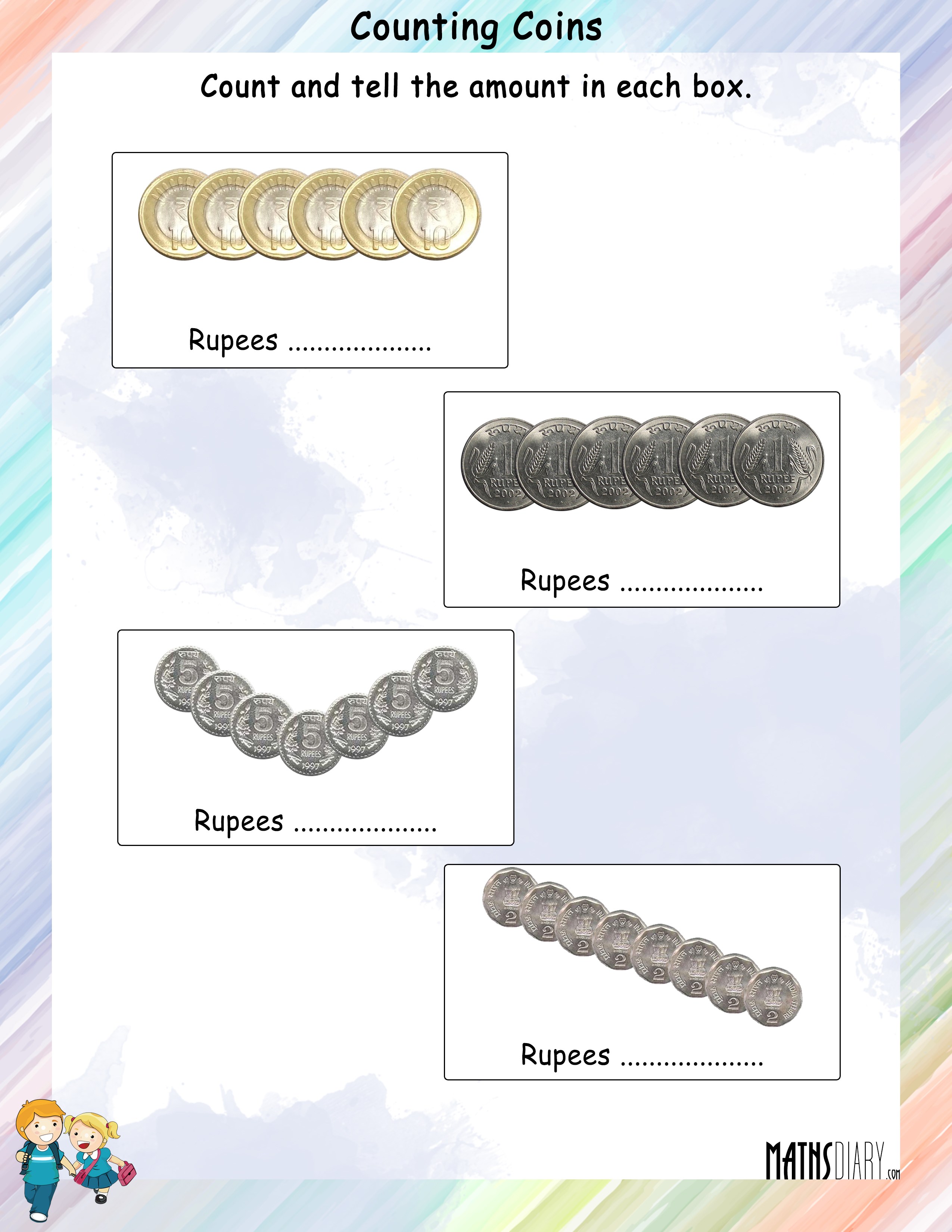 Identifying Indian Coins K5 Learning Money Worksheet For Grade 3 In Rupees Yahoo India Image