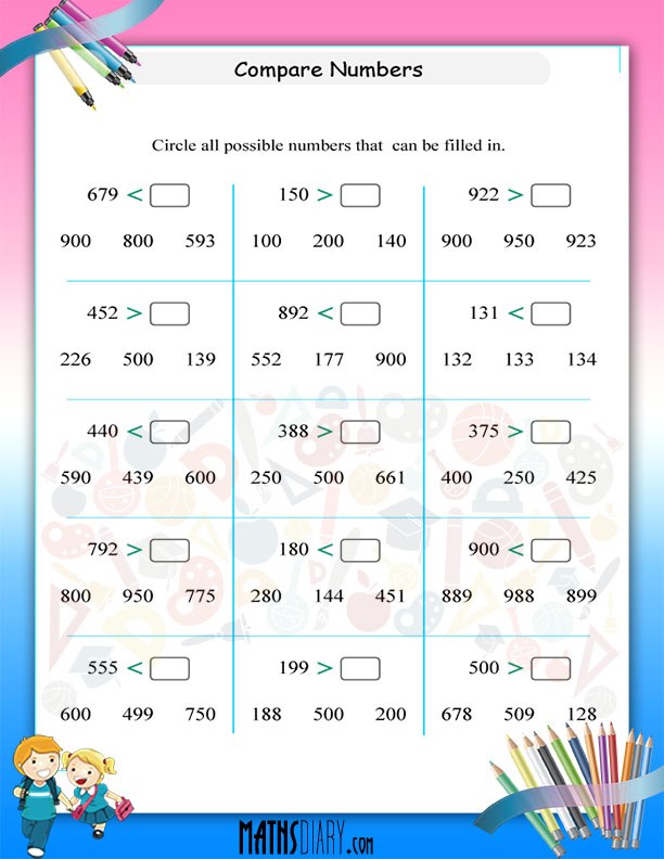 Compare Numbers Worksheets Math Worksheets MathsDiary