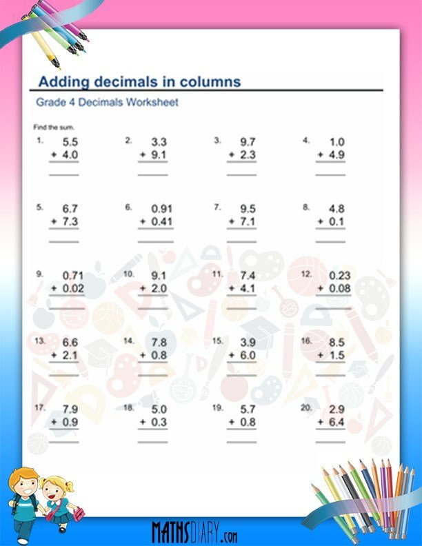 Grade 4 Math Worksheets Convert Decimals To Mixed Numbers K5 Learning 