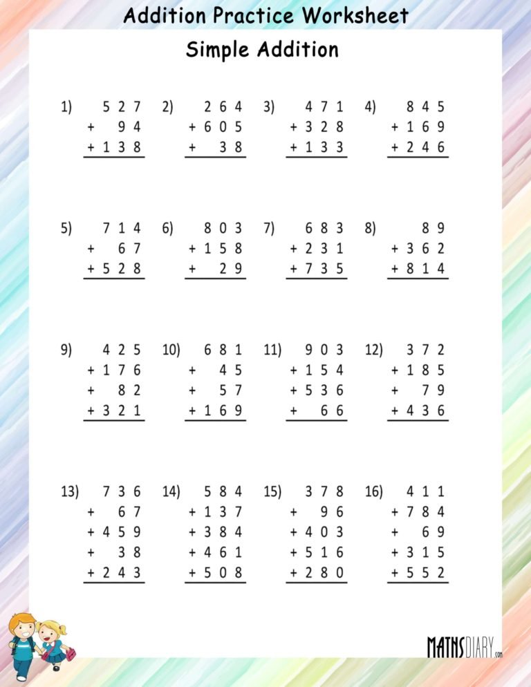 Addition – Grade 3 Math Worksheets