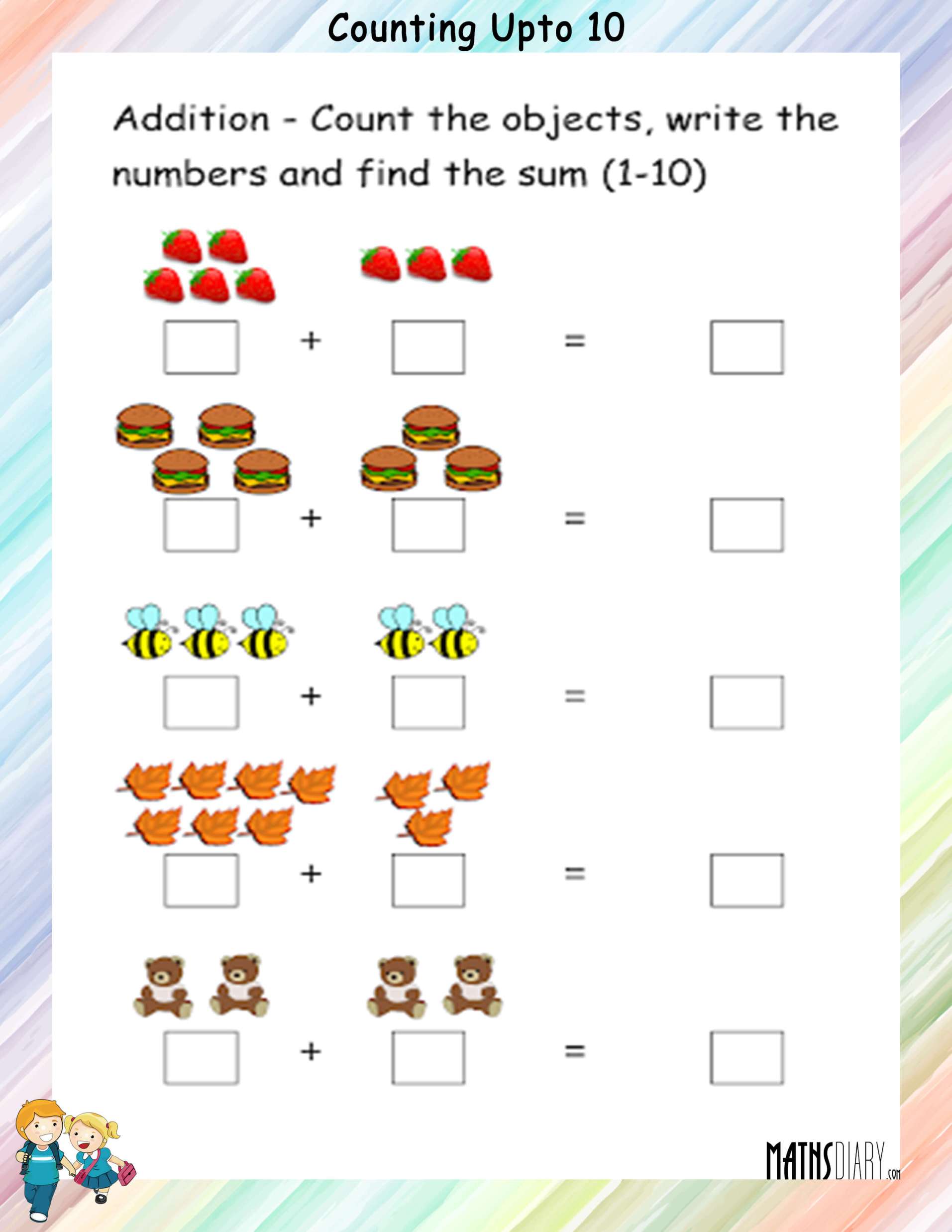 Addition Worksheet With Pictures Kindergarten