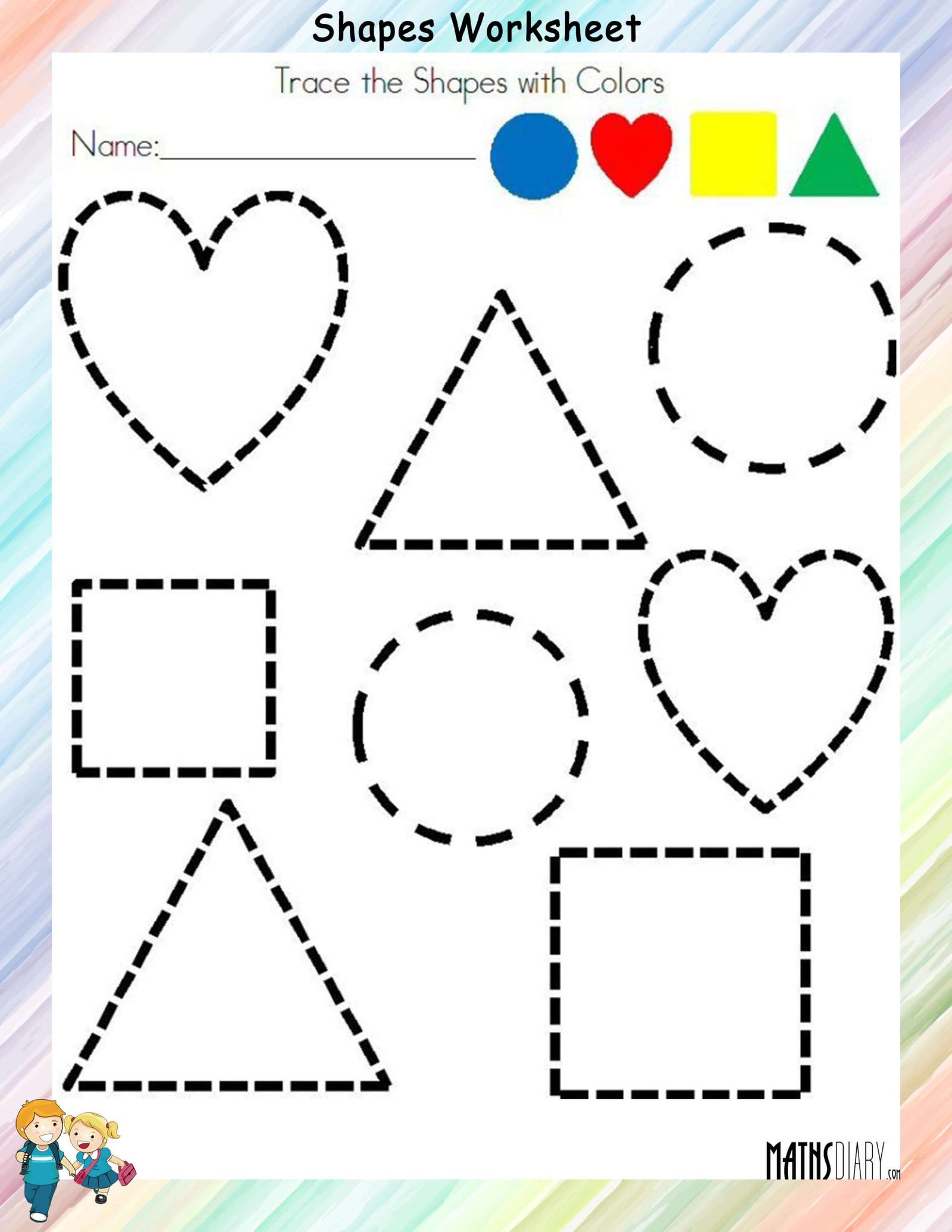 Tracing Shapes Math Worksheets MathsDiary