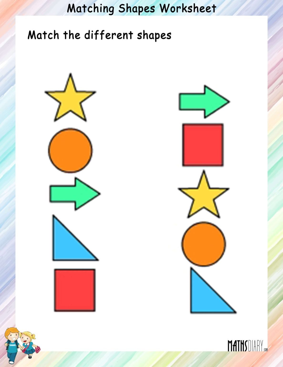 Match Shapes Worksheets - Math Worksheets - MathsDiary.com