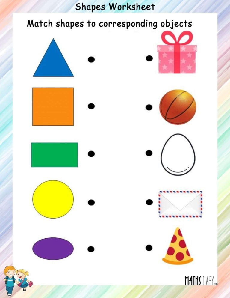 Shapes LKG Math Worksheets   Matching Shapes 768x994 