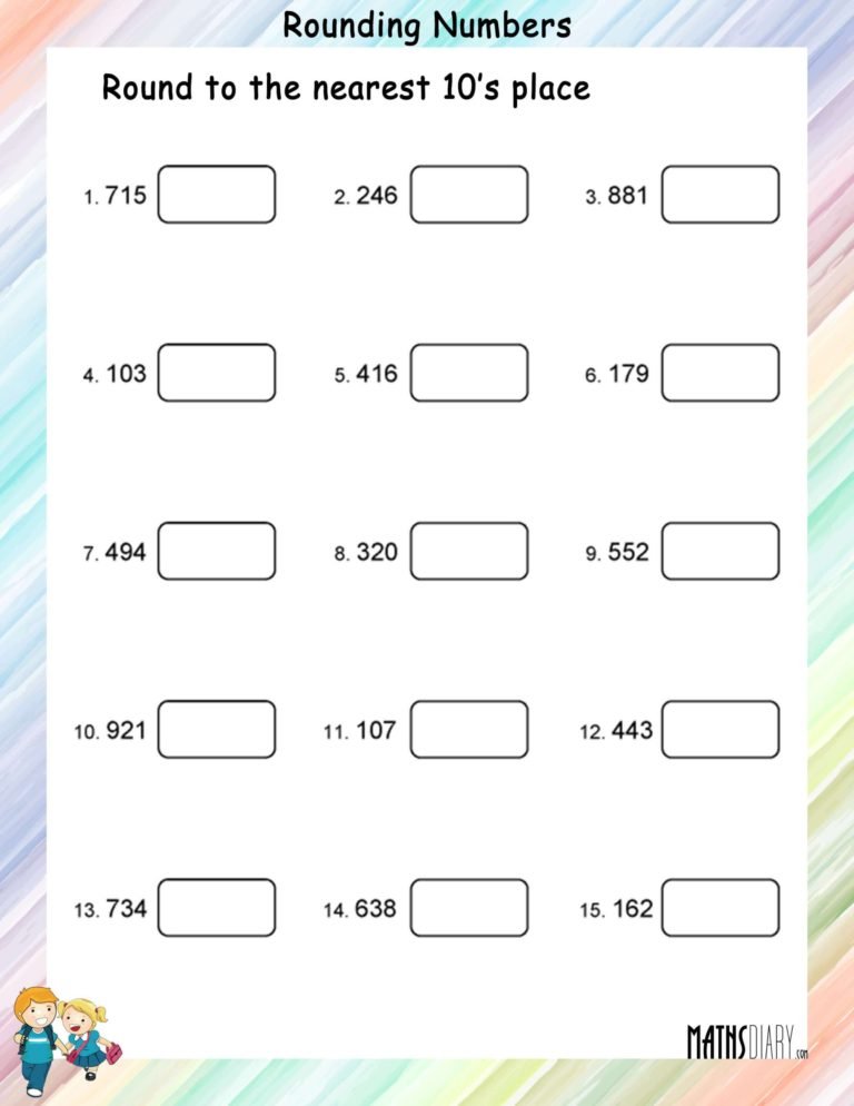 Round to the nearest 10’s, 100’s, 1000’s place - Math Worksheets ...