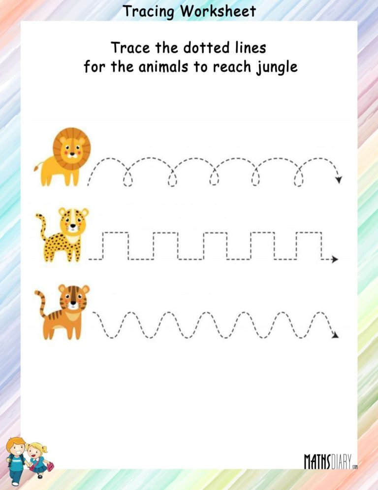 Tracing lines and patterns - Math Worksheets - MathsDiary.com