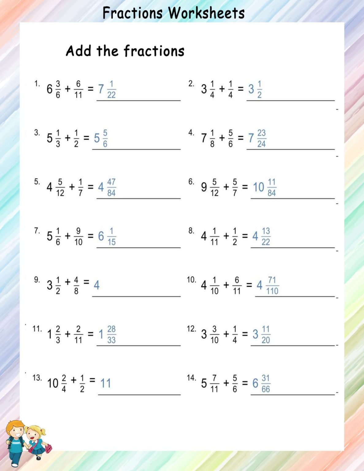 Fractions Math Worksheets