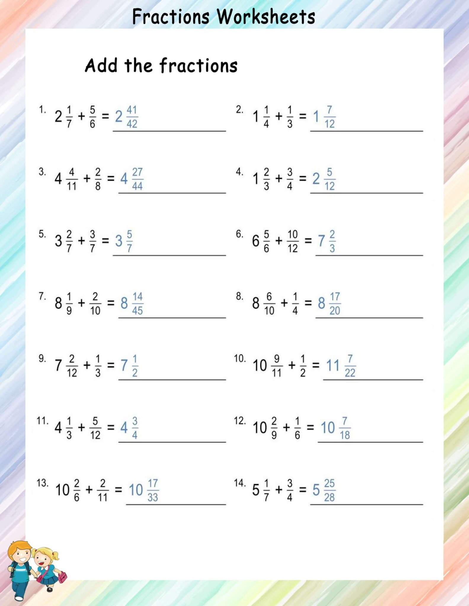 Fractions Math Worksheets