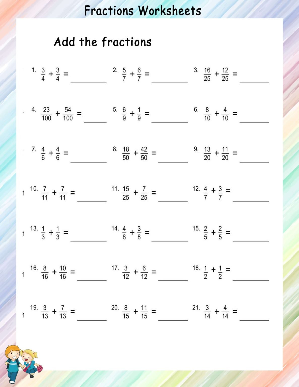 Fractions Math Worksheets