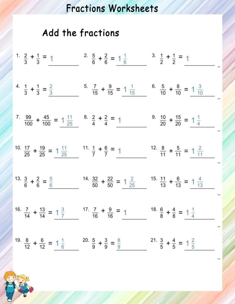 Fractions Math Worksheets