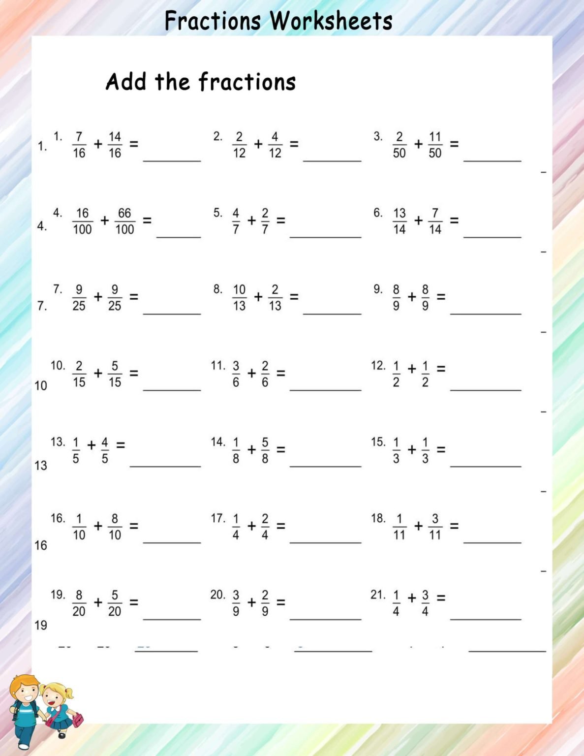 Fractions Math Worksheets