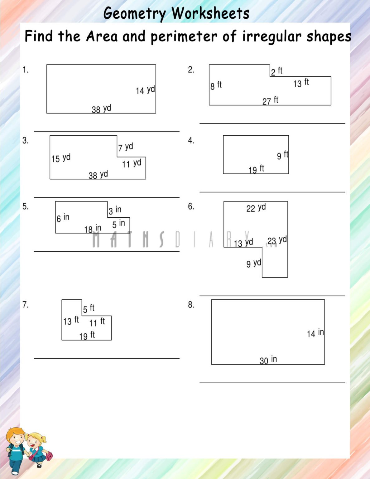 Finding Area and Perimeter of Irregular shapes - Math Worksheets ...