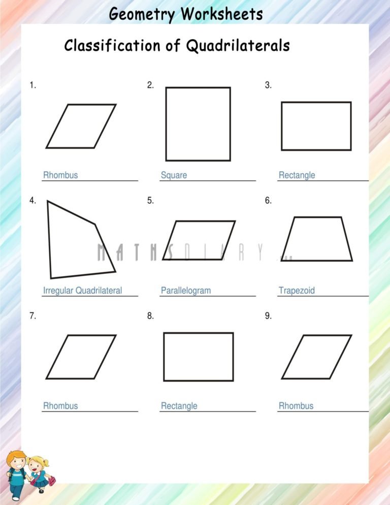 Types of Quadrilaterals worksheets - Math Worksheets - MathsDiary.com