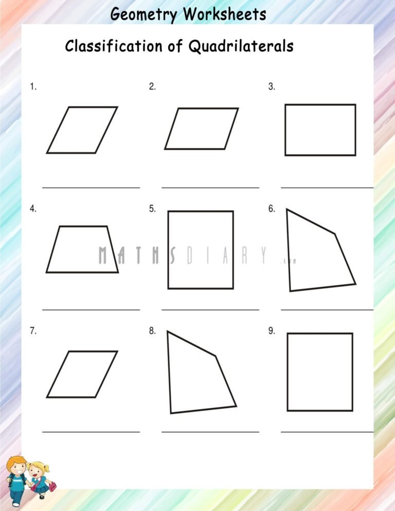 Types of Quadrilaterals worksheets - Math Worksheets - MathsDiary.com