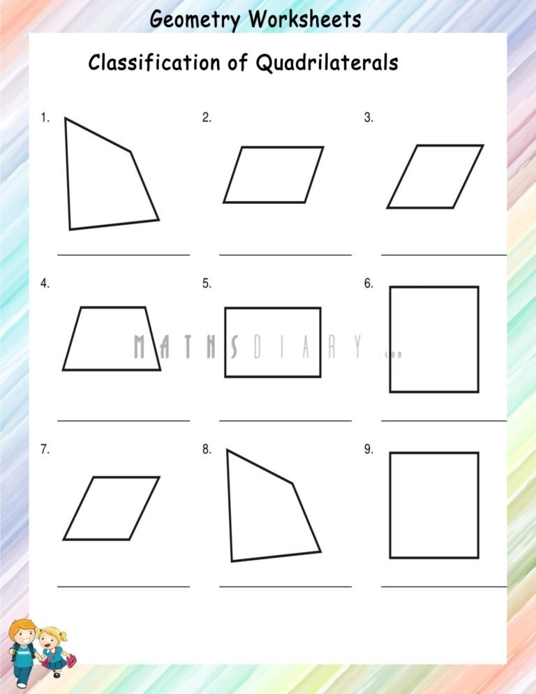 Types of Quadrilaterals worksheets - Math Worksheets - MathsDiary.com