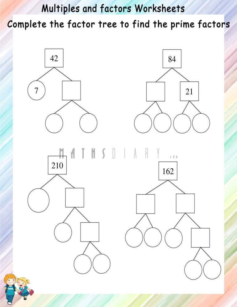 Factor Tree Worksheets - Math Worksheets - MathsDiary.com