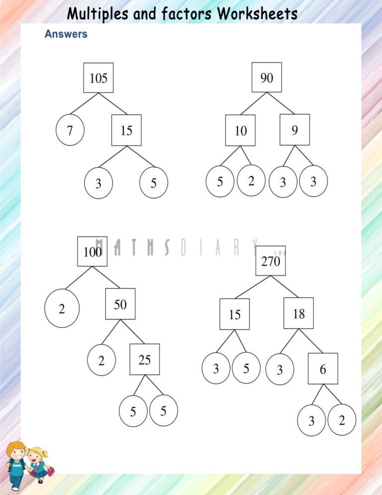 Factor Tree Worksheets - Math Worksheets - MathsDiary.com