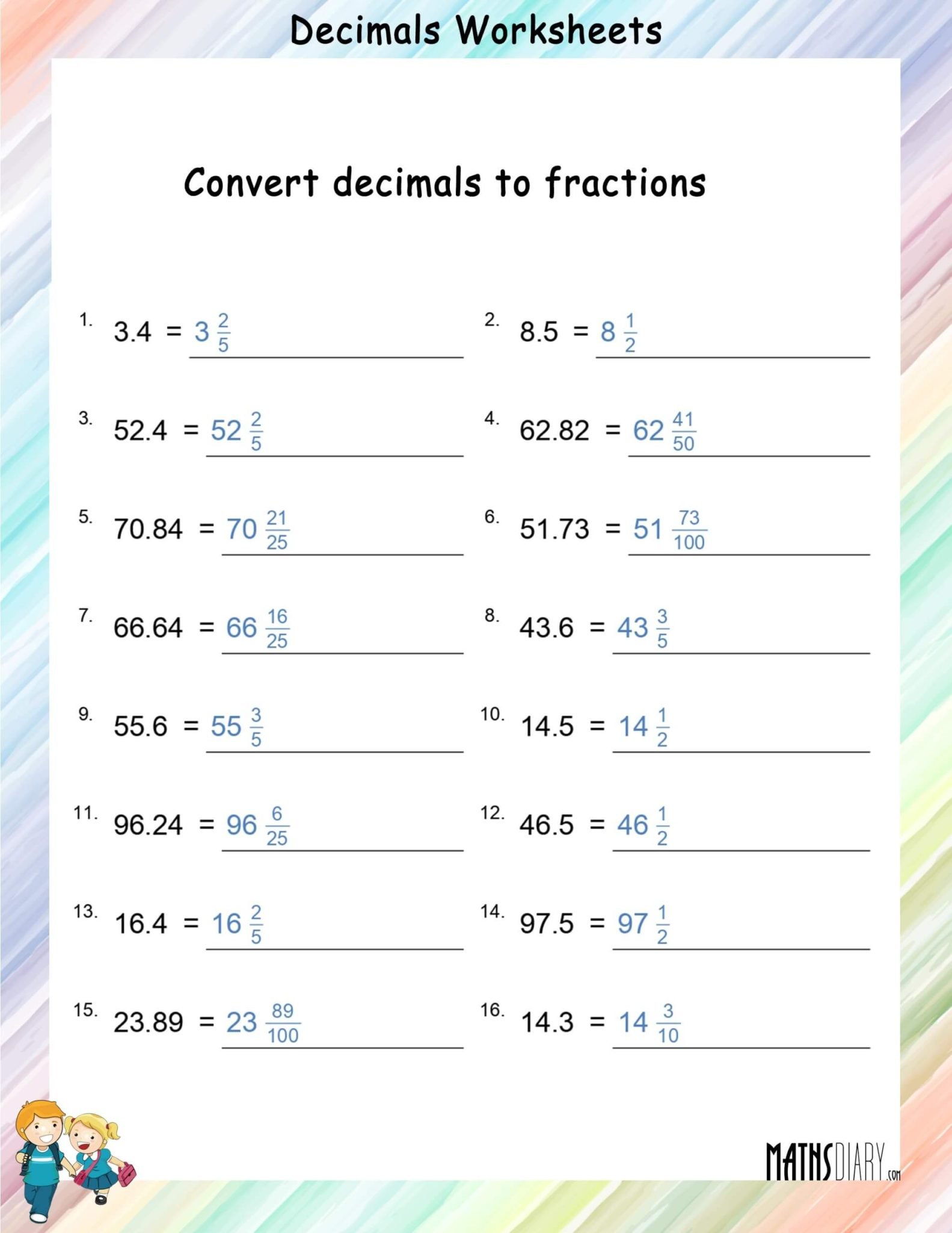 Decimals – Grade 4 Math Worksheets