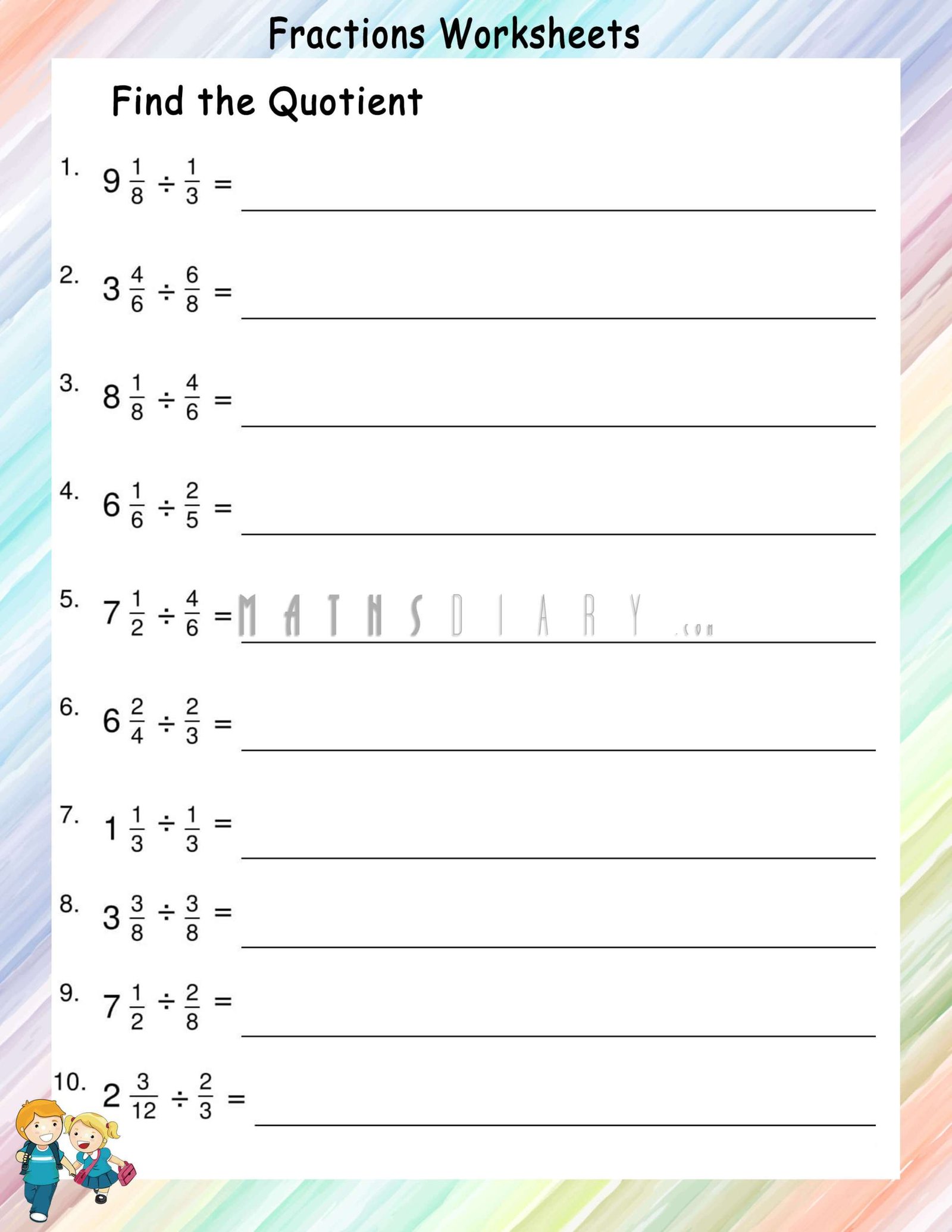 Dividing Mixed Number By Fractions Worksheets Math Worksheets 