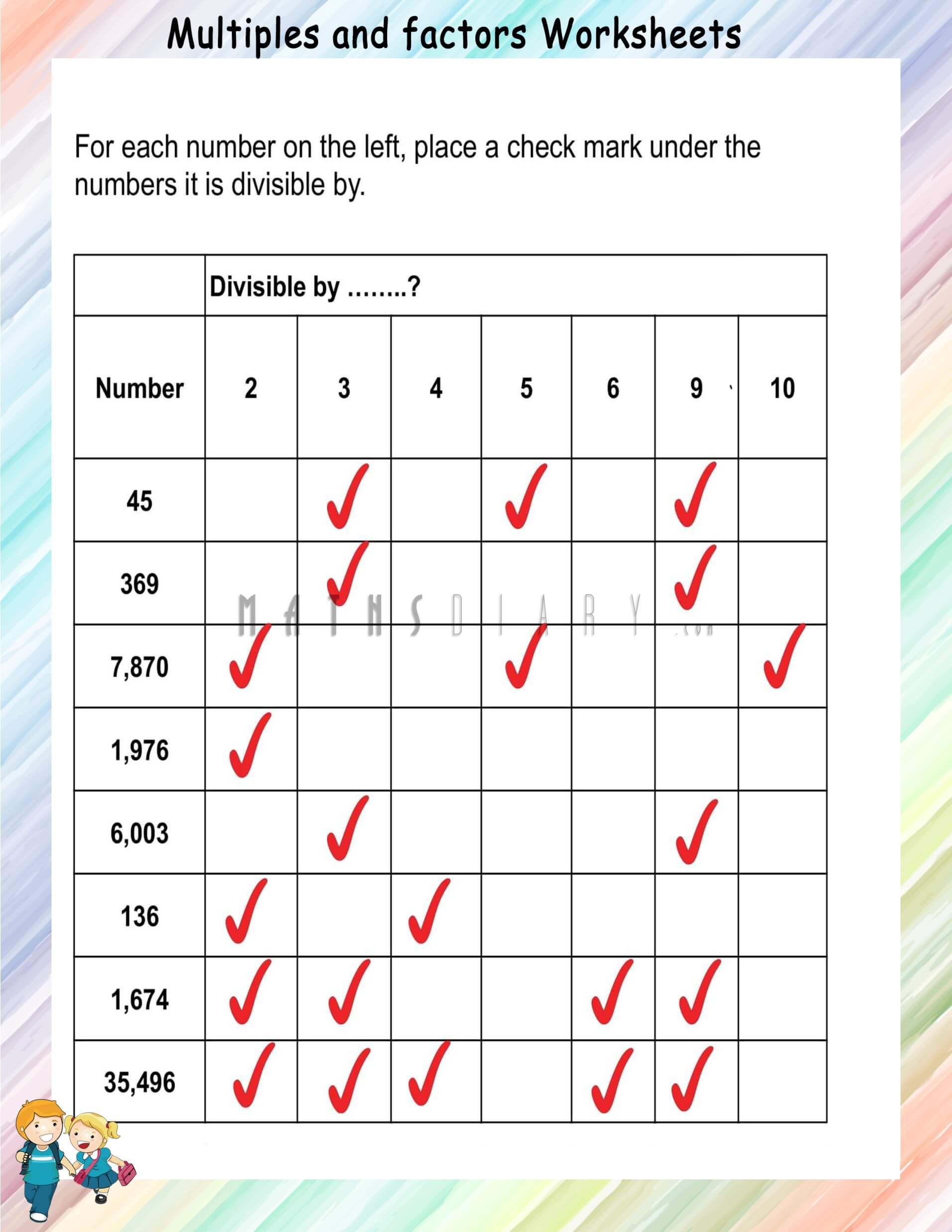 Divisibility Rules Worksheets Math Worksheets MathsDiary Com