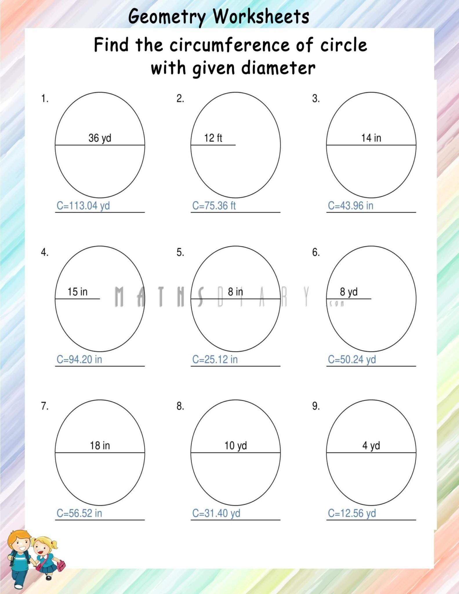 Find the circumference of circle worksheets - Math Worksheets ...