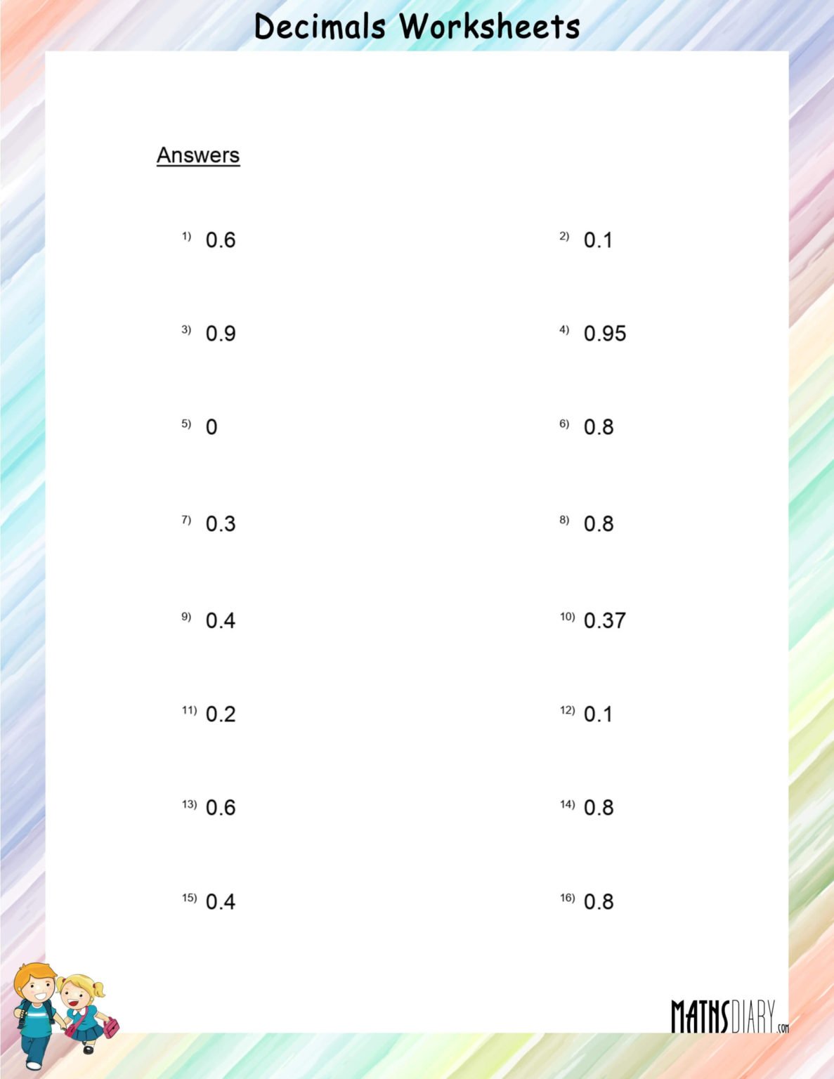 Find the missing addend in addition of Decimal numbers - Math ...