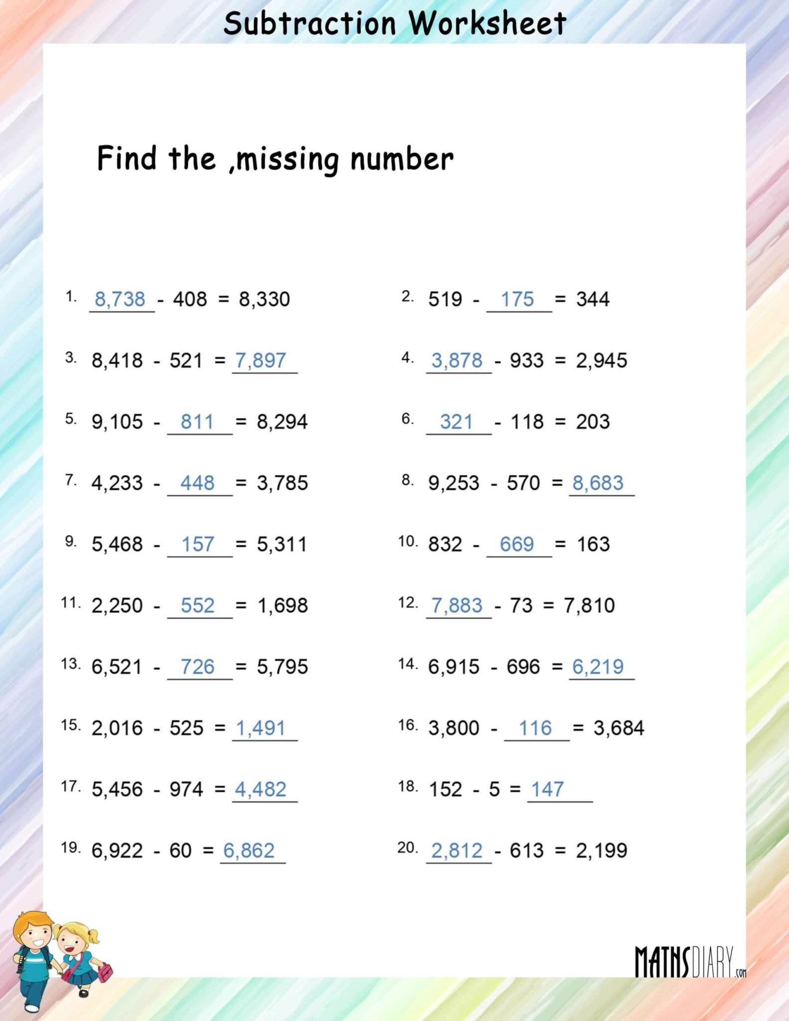 find-the-missing-number-subtraction-worksheets-math-worksheets