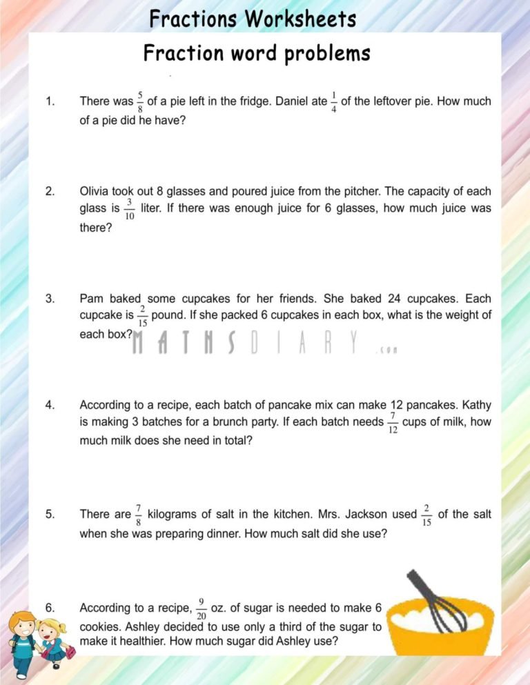 Multiplication Of Fractions In Word Problems - Math Worksheets 