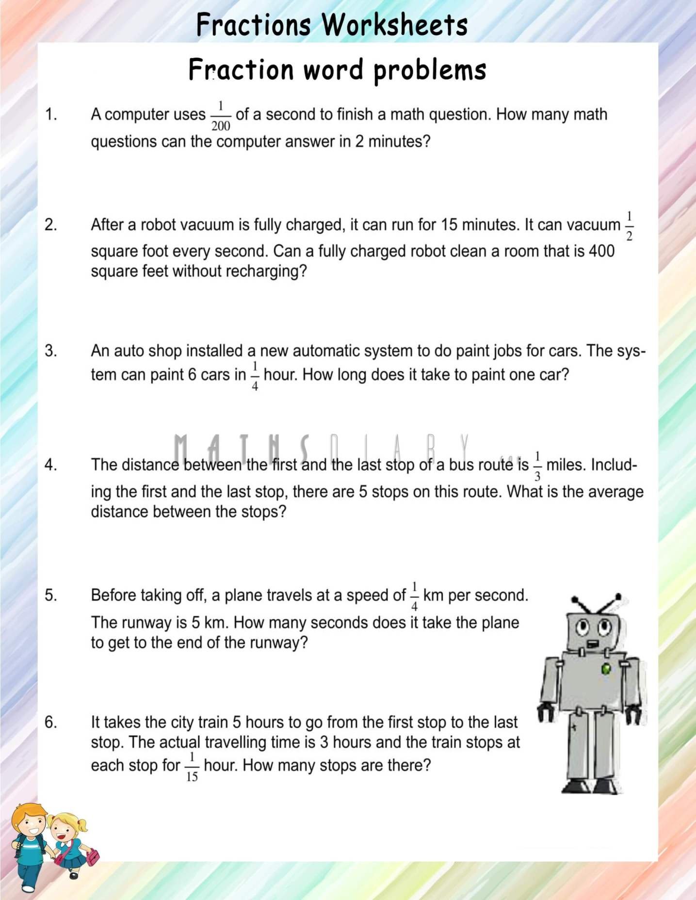 Unit Fraction Word Problems Math Worksheets MathsDiary